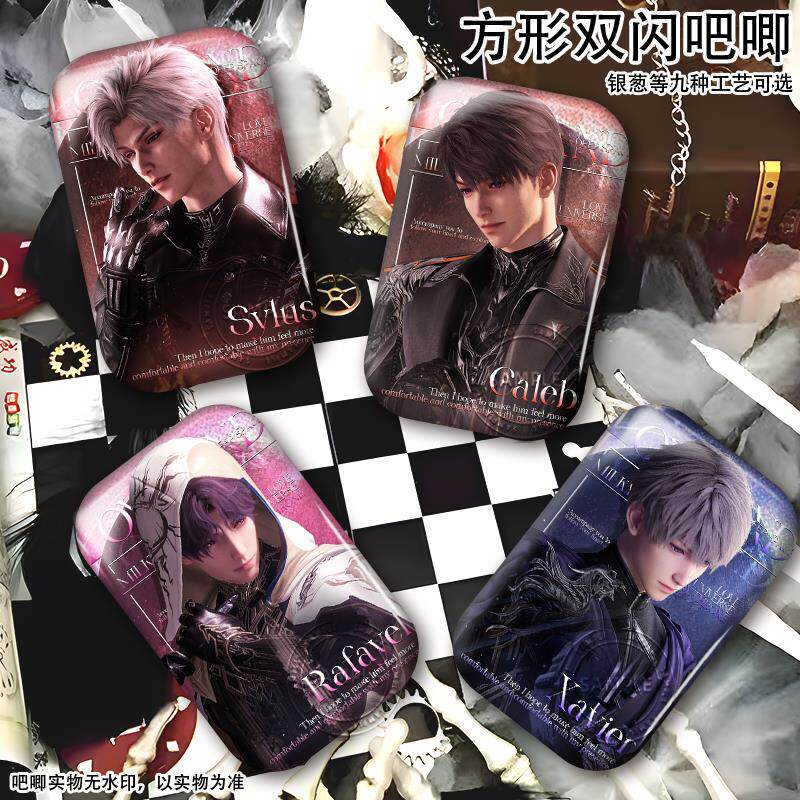 Anime Style Reflective Double Foil Badge – Rectangular Character Pin Set (Mystery Design, Limited Edition)